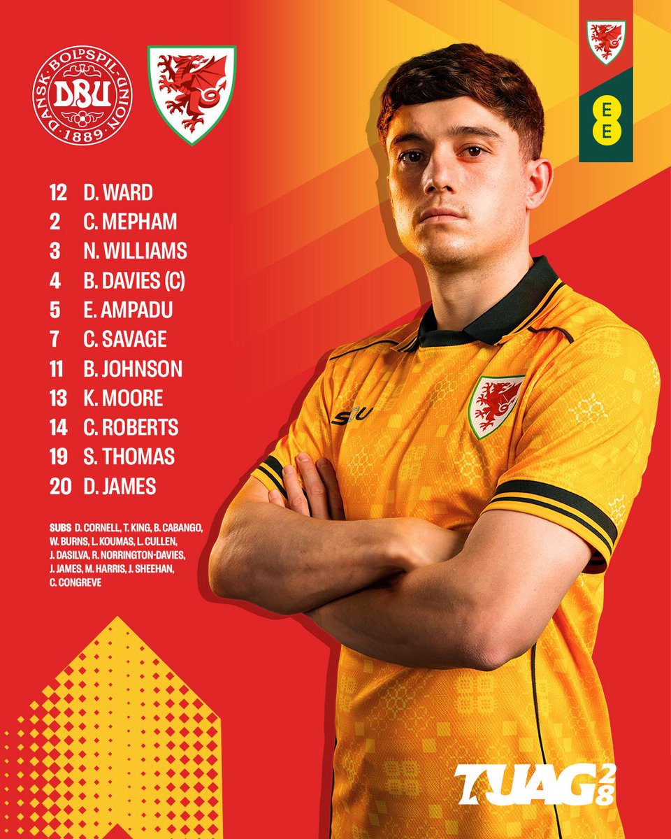 Cymru's tweet photo. CYMRU XI 🇩🇰🏴󠁧󠁢󠁷󠁬󠁳󠁿

Representing in Copenhagen 👊

💻 https://t.co/QriINQ3fvF https://t.co/1jjfGTFv1y