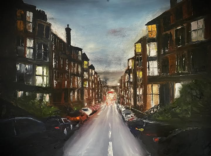 oakroyd's tweet photo. #GlasgowNocturne
Gardner Street, Partick by Scott MacDonald. 🎨 https://t.co/qy6lZxjk4V