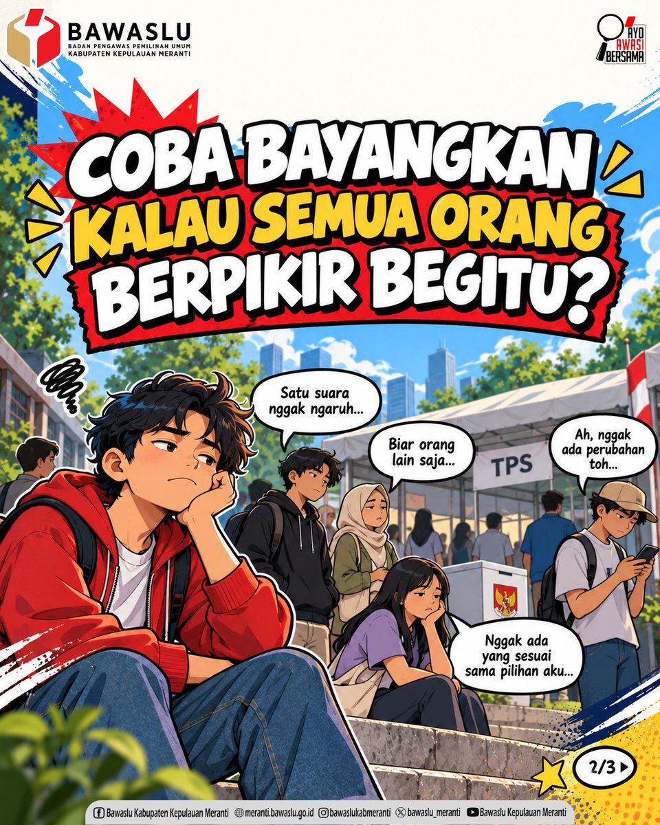 Bawaslu_Meranti's tweet photo. 🗳️ SATU SUARA, TETAP BERARTI!

“Ah, satu suaraku nggak ngaruh!”

Eitsss, jangan salah! 👀

Bayangkan kalau semua orang berpikir begitu. Siapa yang akan mengambil bagian dalam menentukan masa depan demokrasi?

Setiap suara adalah bagian dari partisipasi masyarakat. https://t.co/mvMhoCE6zE