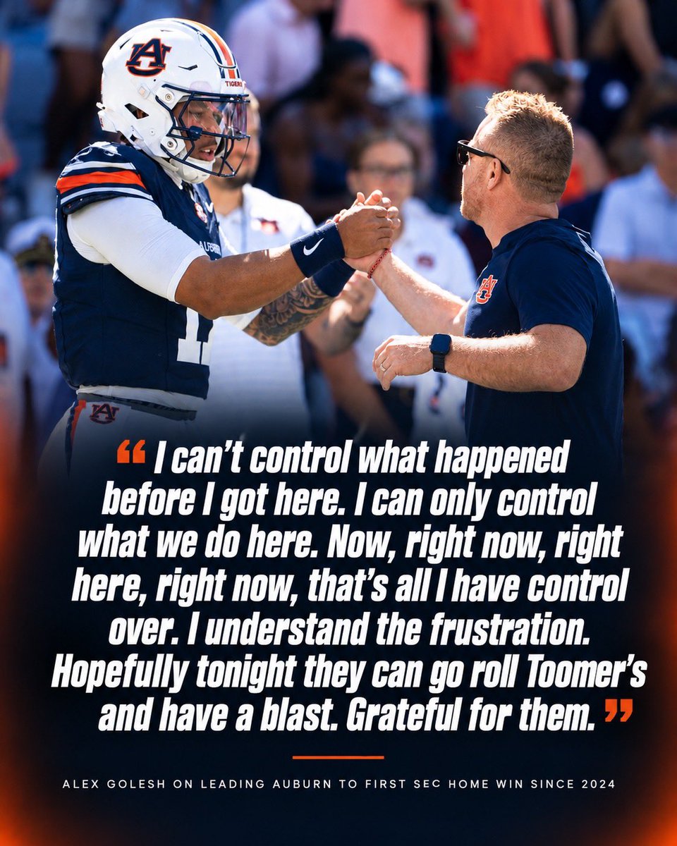 TDAuburnMag's tweet photo. Auburn HC Alex Golesh talks leading Auburn to first SEC home win since 2024.

https://t.co/9KZk4JgPYa https://t.co/17MWkXOqc7