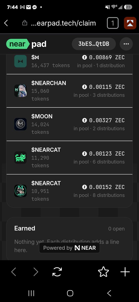 G_hernandez32's tweet photo. @nearpadtech It's still not letting me claim &amp; I personally hold native zcash . https://t.co/hf6LrLuPAD