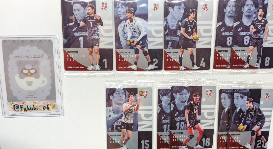 Fukubi_06's tweet photo. 《交換》バレーボール男子日本代表 男子バレー ツインウエハース 2026

※敬称略
譲:西田宮浦小野寺関田小川甲斐西山永露

求:
過去弾ウエハース→藍＞石川
今弾→髙橋藍R、N＞石川R、N
過去カード類(キャラポトレ等)→藍、石川

郵送交換

ピンポイントですが、検索からでもお気軽にお声がけ下さい！ https://t.co/fa6S8farBv