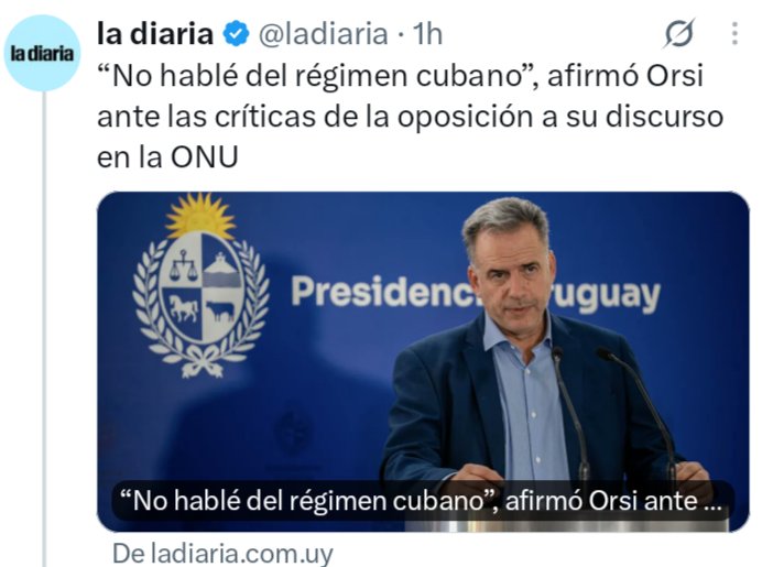grazianopascale's tweet photo. ¿En qué quedamos?
Orsi no habló de Cuba ni dejó de hablar de Cuba, sino todo lo contrario.
¿Está claro ahora? https://t.co/x2F5HWfO9X