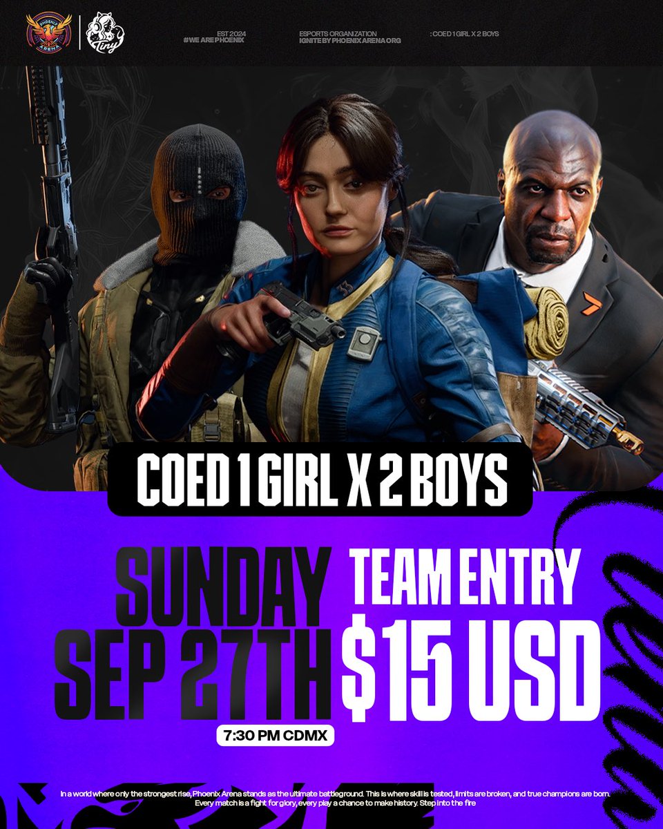 itstinnyy3's tweet photo. 🔥🐦‍🔥 Phoenix Arena Gaming🔥🐦‍🔥

 •COED •
GIRL X AM X DETRI 
GIRL X 2 ELITES 

📆Sunday Sep 27th
💰 $ 15 x Team
📈  135 mp
⏰ 7:30 pm Mx  - 9:30 pm east
🌍 NAC 

Admin: 
Tiny 💖 https://t.co/GVRR4gmXLW