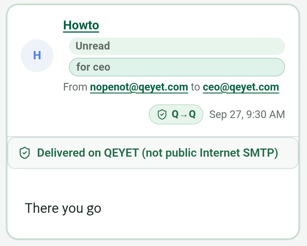 QeyeT_Mail's tweet photo. If your email provider doesn't have end to end encryption, you are being stolen.

https://t.co/njIKYcv2ZV
Qeyet to qeyet email is secure 
No ID, no phone needed https://t.co/7ZUL50fIBf