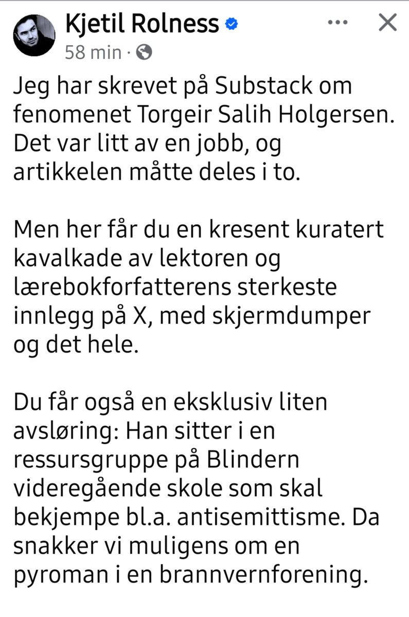 HegeKrHult's tweet photo. Kjetil Rolness har skrevet om "fenomenet" Torgeir Salih Holgersen 

Lenke i kommentarfeltet https://t.co/tRBegvXqp4