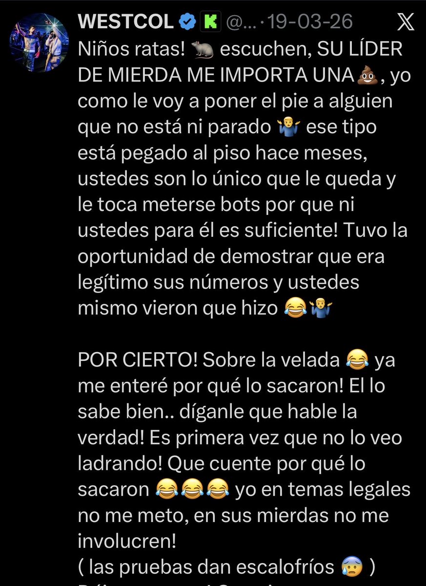 tussizs's tweet photo. El abogado presenta la denuncia el 17 de junio y westcol le tira con lo del caso en marzo, el chiste se cuenta solo 🫪 https://t.co/rE0N9V4x8F