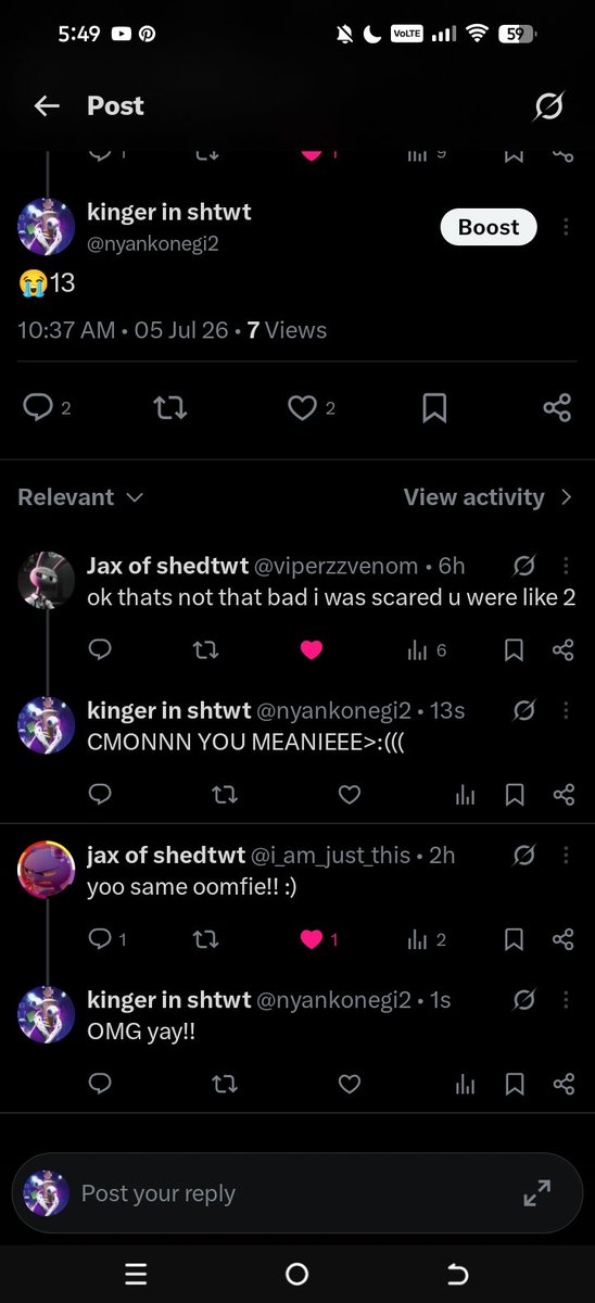 nyankokeii's tweet photo. i will never stop bragging about my old tl and my old account and my old oomfs, especially jellyoomf, danioomf and a specific jaxoomf:( I MISS YOU GUYSSS https://t.co/cSx0gJAE8b