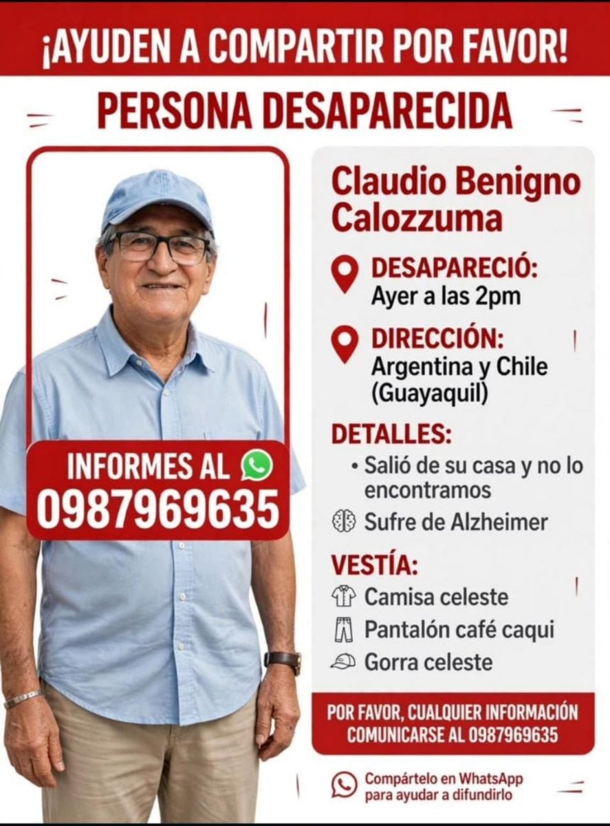EmergenciasEc's tweet photo. #DesaparecidosEcuador
Ayuden a compartir por favor, gracias https://t.co/aItWwHHwzk