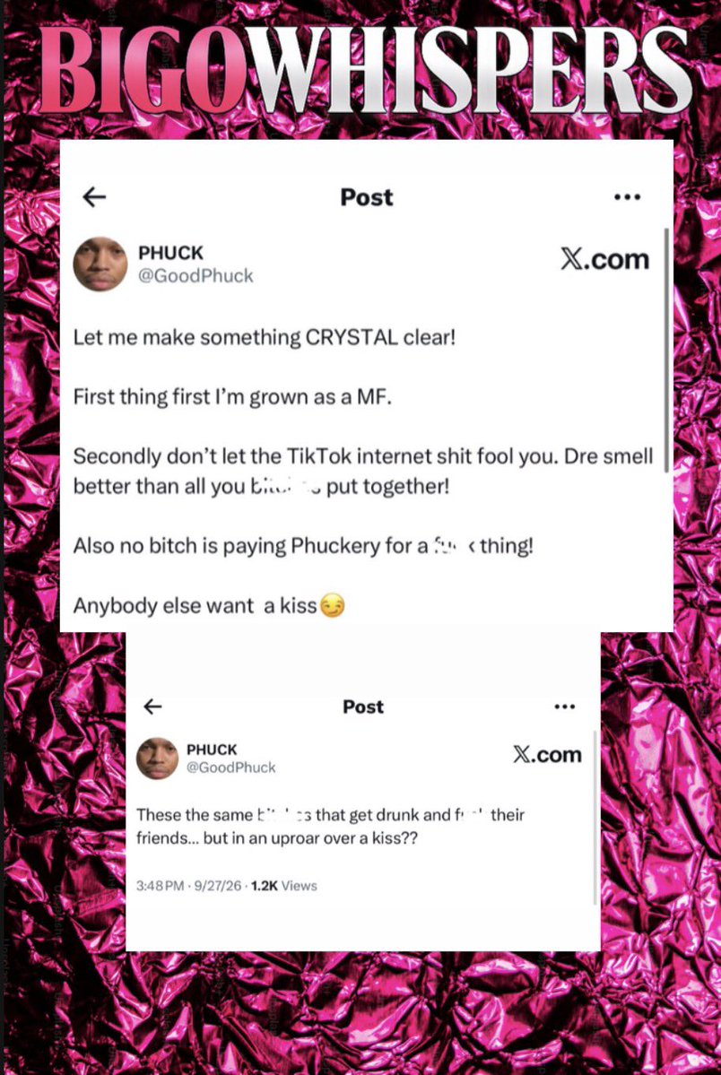 bigowhispers's tweet photo. SHHHHHHHHHH! HEY WHISPERS! #Goodphuck speaks out after going viral for kissing #Drebaby 

Take a look

#bigolive #bigousa #bigowhispers https://t.co/3TKowiYpo9