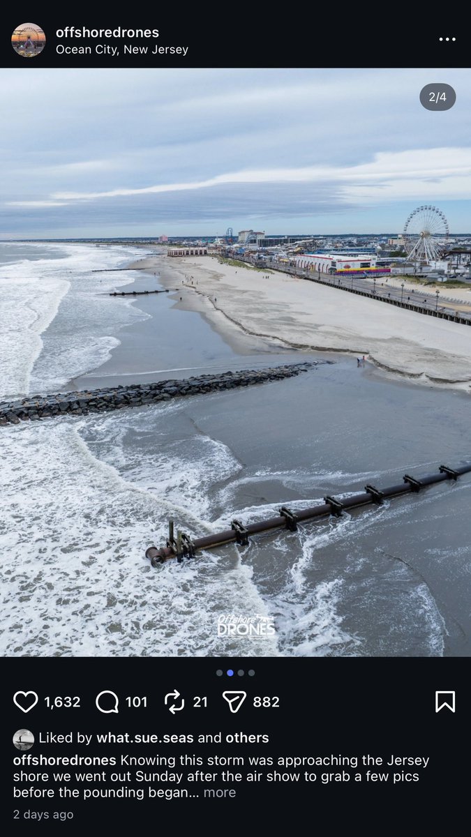 mikestanislaw's tweet photo. Check out Offshore Drones on Instagram. Not only a great follow with great drone imagery, but documentation of the before /after with our NorEaster. Unfortunately looks like a significant amount of the beach replenishment project is gone. https://t.co/OkukWXNZTQ