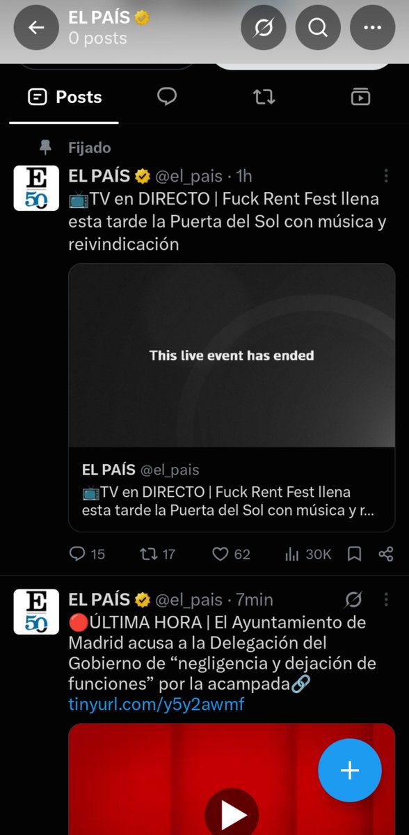 Accountable2019's tweet photo. EL PAÍS: 11 tuits en 1 hora sobre la acampada + retransmisión en directo + tuit fijado...

(Diario propiedad del fondo Amber, Banco Santander y otros buitres) https://t.co/C2XI18a8VC