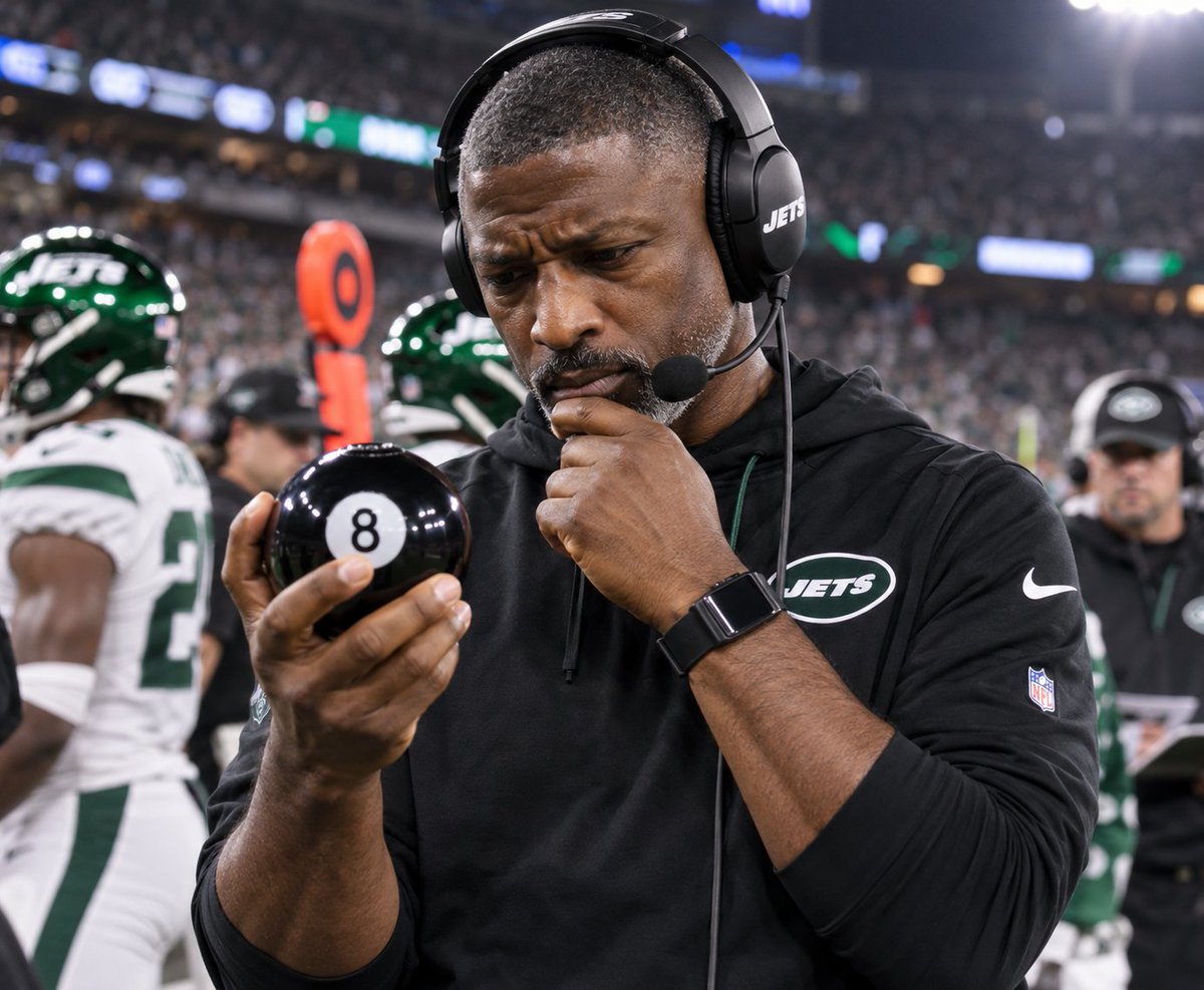 MetsComplainer's tweet photo. I'm pretty sure this is how Aaron Glenn makes his big decisions. #jets #nfl https://t.co/K1wj982Kim