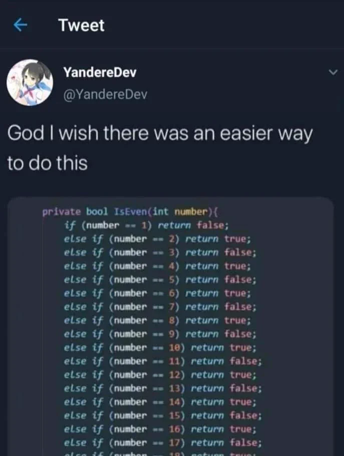 MTB on X: "@BASEDGODJAMANI def iseven(num): if num % 2 == 0: return num ...
