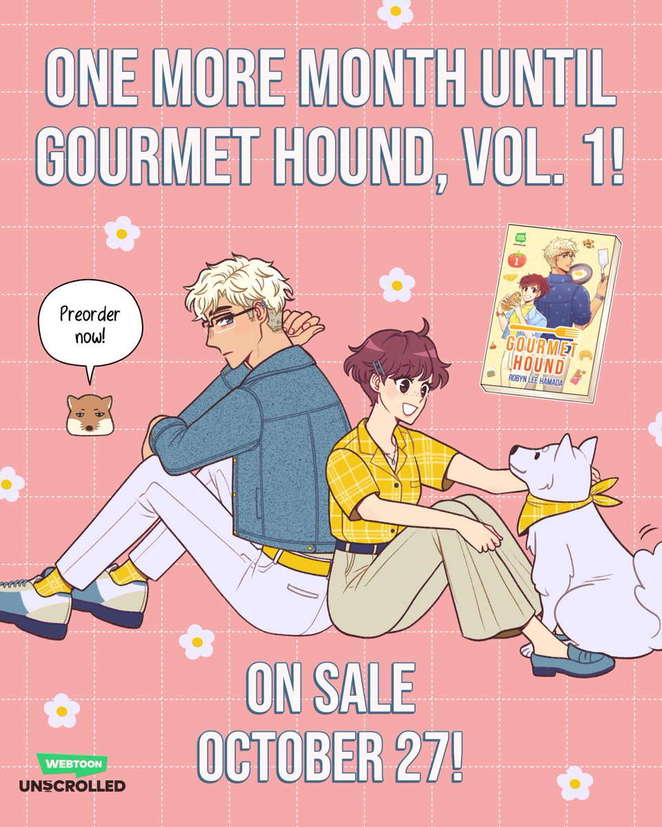 leeehama's tweet photo. 🍳🍎 One more month until Gourmet Hound, Vol. 1 goes on sale on October 27, 2026! ☕️🐶 

(Preorder from the 🔗 below!) https://t.co/Ndaa0h1aYp