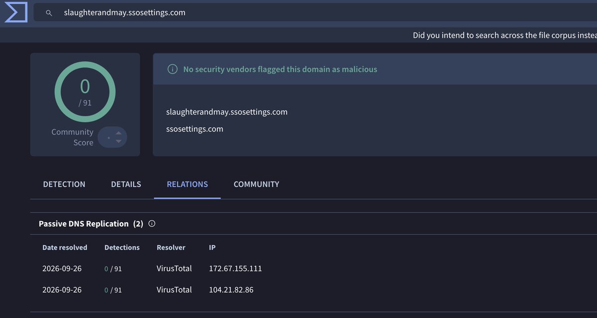 PadelLifeUK's tweet photo. 🚨 UNC6671 INFRASTRUCTURE ALERT

New apparent brand-impersonation host referencing @slaughterandmay:

slaughterandmay[.]ssosettings[.]com

Slaughter and May is a British law firm headquartered in London, England. Founded in 1889. https://t.co/Q5yZuCqyew
