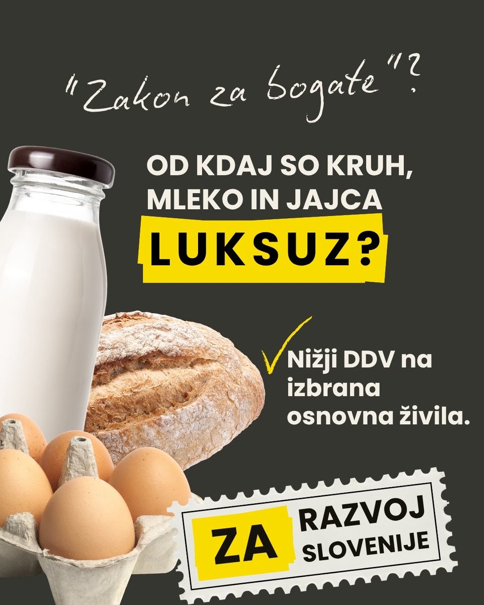 strankaSDS's tweet photo. “Zakon za bogate”? 🤔

Razvojni zakon prinaša nižji DDV na osnovna živila, ki jih kupujemo vsak dan. https://t.co/KoIsy2m3QU