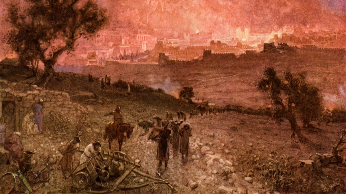 histories_arch's tweet photo. The history of Jerusalem features two catastrophic sieges that permanently altered the course of Judaism and Western history. While the 586 BC destruction by the Babylonians resulted in a temporary exile, the 70 CE destruction by the Romans sparked a massive, global diaspora that lasted for nearly two millennia... 

Two cities stood on the same hill, separated by 656 years. Both were called Jerusalem. Both were destroyed in the same month of the Hebrew calendar. Both descents into ruin followed a pattern so precise that scholars have argued about it ever since.

The first destruction came in 586 BC. Nebuchadnezzar's Babylonian army had surrounded the city for eighteen months. The food ran out. Then the water. Then the last reserves of human endurance.

The prophet Jeremiah, who watched it happen, recorded what followed. His account, preserved in Lamentations, describes mothers in the streets of Jerusalem doing the unthinkable to survive. He names it plainly. He does not soften it.

The Temple of Solomon burned. The city fell. The surviving population was marched to Babylon in chains.

Six centuries later, in 70 AD, the Roman general Titus arrived outside the same walls. His legions sealed every exit. The siege lasted months. The famine that followed was, by the historian Josephus's account, unlike anything the ancient world had seen.

Josephus was inside the city. He was a Jewish commander who had defected to Rome, and he wrote his account as a witness. What he recorded in "The Jewish War" mirrors the language of Lamentations almost line by line, down to the same desperate acts in the same streets.

The Temple Herod had built on the same mount as Solomon's was burned in the same month: Av. Josephus wrote that Titus had not ordered the Temple destroyed, and tried to stop it. The fire, by his account, was started by a Roman soldier acting alone. Whether that is true, historians still debate.

What neither side debates is the scale. According to Josephus, over a million people died in the siege and its aftermath. Modern historians consider that figure exaggerated, but the catastrophe was real and total.

The book of Deuteronomy, composed centuries before either siege, contains a passage in chapter 28 that reads, in part, as a catalog of horrors that would befall Jerusalem if the covenant was broken. It names siege, famine, exile, and specific atrocities in terms scholars have connected to both events.

Whether you read that as prediction, coincidence, or the natural logic of siege warfare applied twice to the same place and people is a question this page will not settle for you.

What is settled: two of the most documented catastrophes in the ancient Near East, separated by more than six centuries, unfolded on the same ground, in the same season, and were recorded in language so similar that both Josephus and the authors of Lamentations seem to be describing the same event.

They were not.

That is the part worth sitting with.

Josephus named the soldier he believed started the fire in the Temple. His account was written under Roman patronage. Decide for yourself how much weight that carries.

#archaeohistories