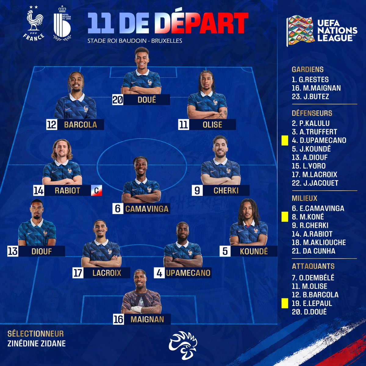 IF_Supporters's tweet photo. La composition probable des Bleus pour demain à Bruxelles🍟 #BELFRA https://t.co/7AsnfUS9mG