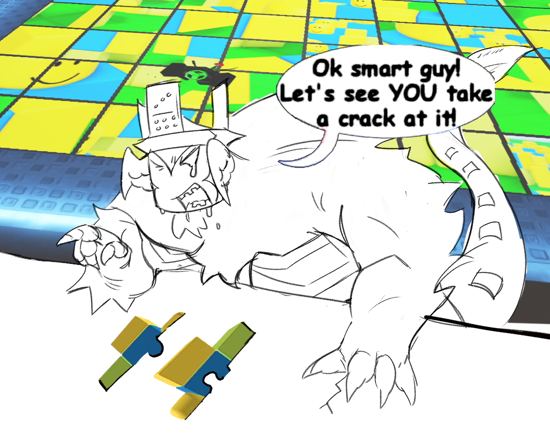 funnybeetle's tweet photo. Vent art I made out of frustration of my reaction as a gunter to finding out the final puzzle was a 8x8 sliding puzzle https://t.co/5uU7Wz8xoN