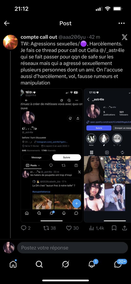 _astr4le's tweet photo. THREAD - Mon agresseur et des gens de son entourage (j’imagine) ont fait un thread sur moi afin de retourner la situation.
Je vais répondre point par point à ces mensonges https://t.co/cHxLLQ8Uxi