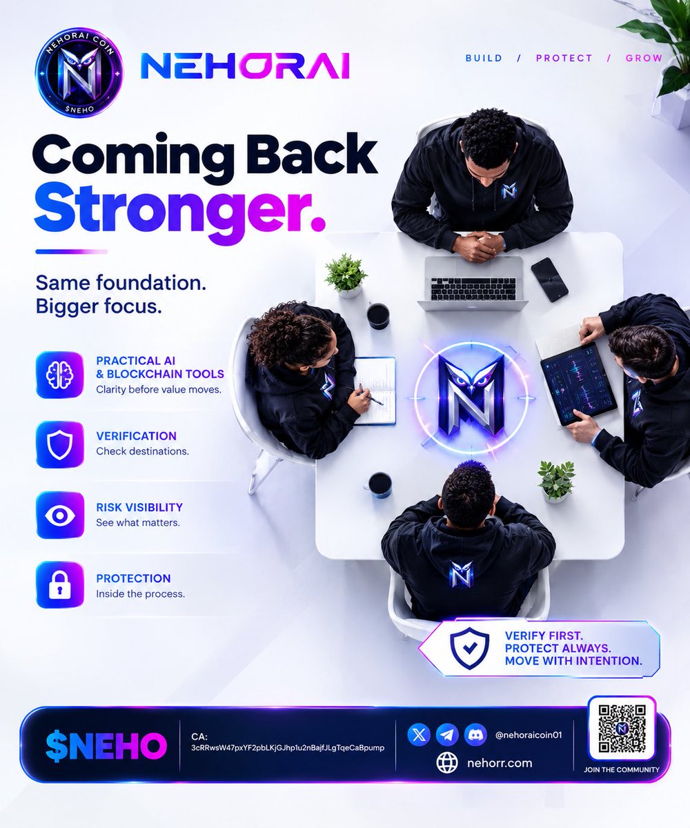 Nehoraicoin01's tweet photo. Foundation unchanged. 

NEHORAI continues with practical AI and blockchain tools for clarity before value moves.

Stayed focused. Strengthened the base. Same long-term direction.

$NEHO 

CA: 3cRRwsW47pxYF2pbLKjGJhp1u2nBajfJLgTqeCaBpump https://t.co/JOg2cvY0fN