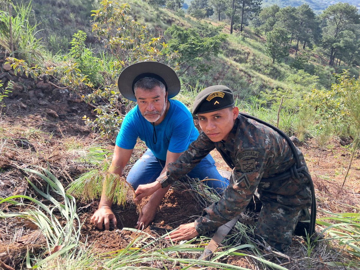 Ejercito_GT's tweet photo. Reforestación para un futuro más verde. 🌎🌳

Tercera Brigada de Infantería “GMAS”, realizó una jornada de reforestación con pobladores  de la aldea Piedras Blancas, #Jutiapa, promoviendo la conservación de los recursos naturales mediante la siembra de árboles.

#EjércitoGT
#EstamosCumpliendo