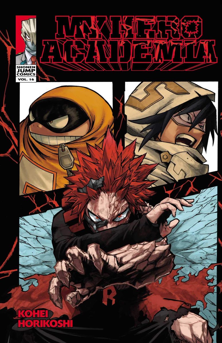 bkgsdragon's tweet photo. the volume 16 cover is so tough. i love how hardening looks when horikoshi draws it it’s so badass https://t.co/be2jZ8AOYv