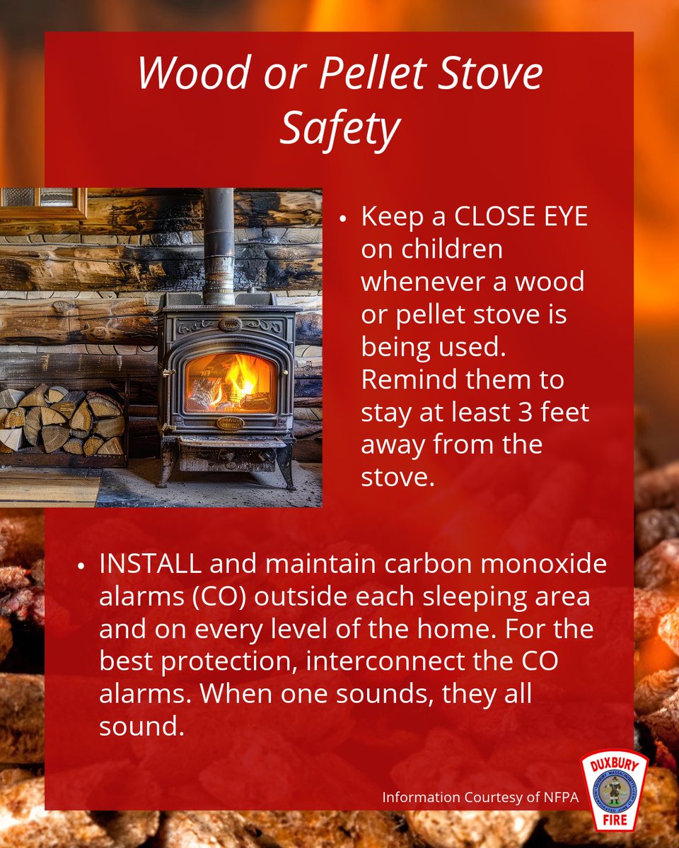 DXFD_PIO's tweet photo. Before lighting up your fireplace, wood stove, or pellet stove this fall, keep these essential safety tips in mind to keep your home warm and protected.
⁠
#DXFD #HeatingSafety #SafetySunday #WoodStoveSafety #PelletStoveSafety #FireplaceSafety https://t.co/o59d9LkZY2