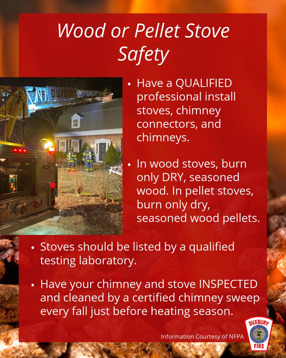 DXFD_PIO's tweet photo. Before lighting up your fireplace, wood stove, or pellet stove this fall, keep these essential safety tips in mind to keep your home warm and protected.
⁠
#DXFD #HeatingSafety #SafetySunday #WoodStoveSafety #PelletStoveSafety #FireplaceSafety https://t.co/o59d9LkZY2