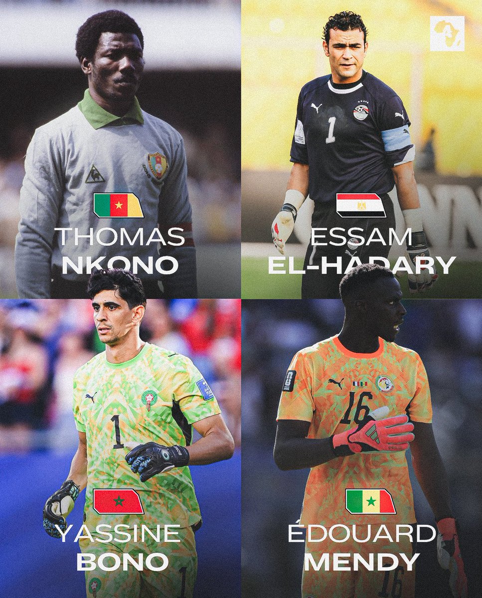 ActuFootAfrique's tweet photo. Qui est le meilleur gardien africain de 𝑳’𝑯𝑰𝑺𝑻𝑶𝑰𝑹𝑬 selon vous ? 🌍🧤👀 https://t.co/iOY0e8Ognm