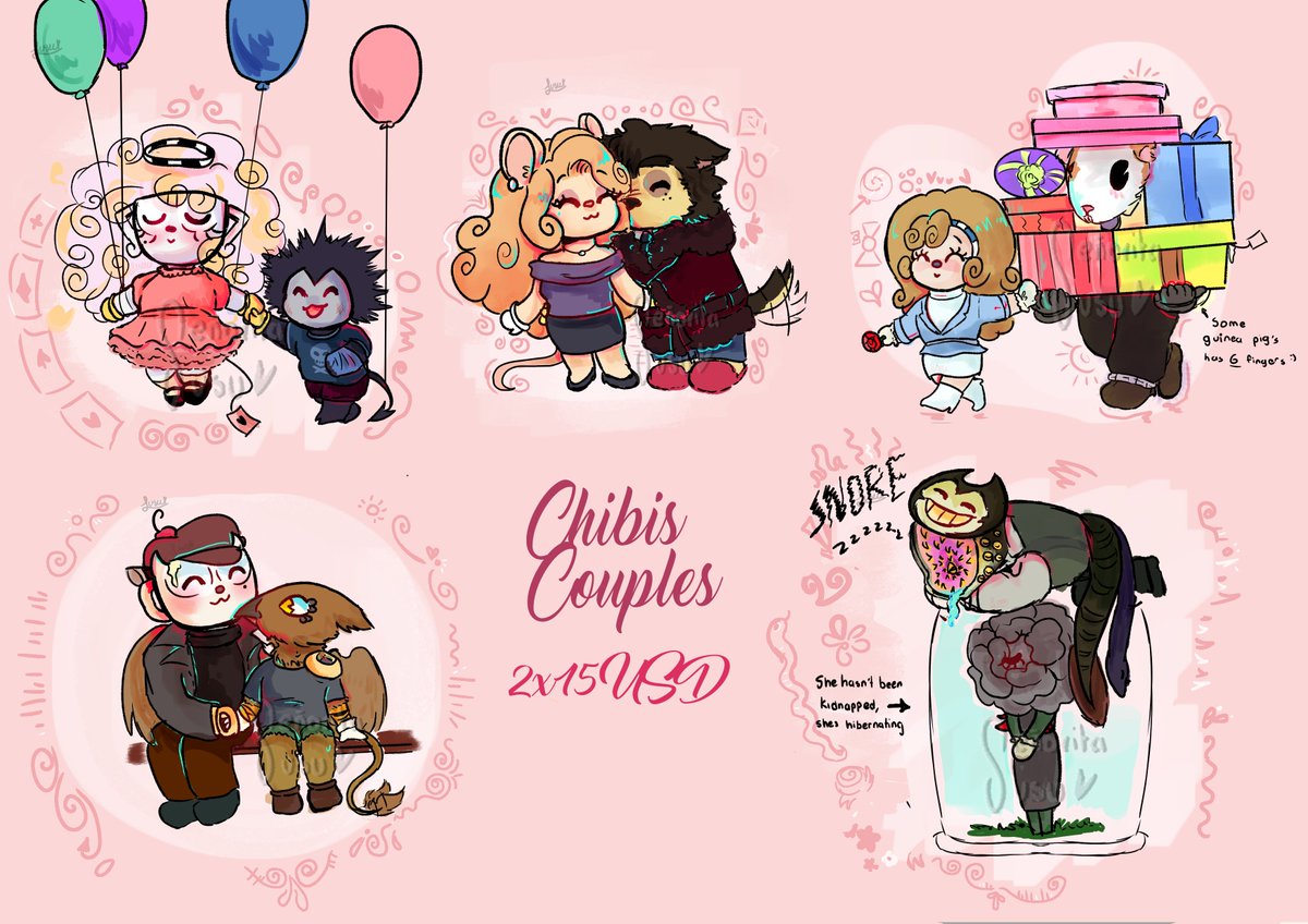 DubHeather's tweet photo. Chibis Commissions OPEN!

+some of the character belongs to compabooni

DM me if you want your lovely cuties in my  style!

Payments via PayPal or Vgen

-Simple background (an additional fee applies for more complex backgrounds) https://t.co/wbVWmltB2h