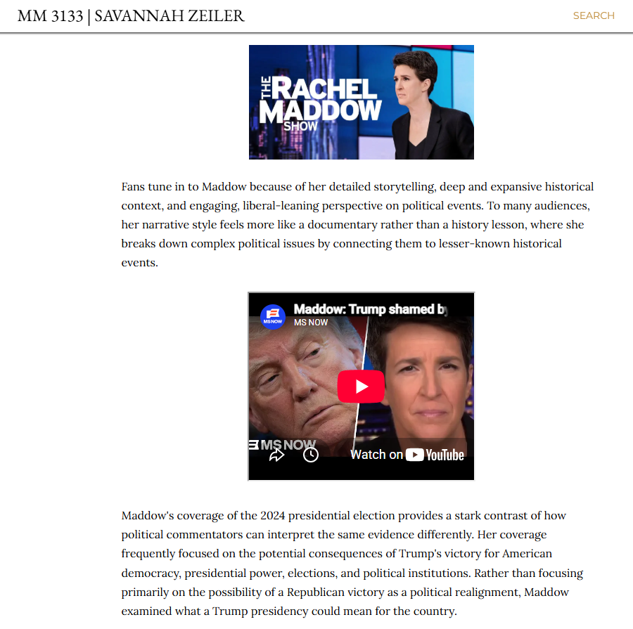 ProfJReppertSAU's tweet photo. #MM3133 - Position Paper 1 (Political Pundits) - MM 3133/Media and Politics - Fall 2026 Example (Savannah Zeiler) | https://t.co/8N5C3TubDp https://t.co/eddl15S2Gv