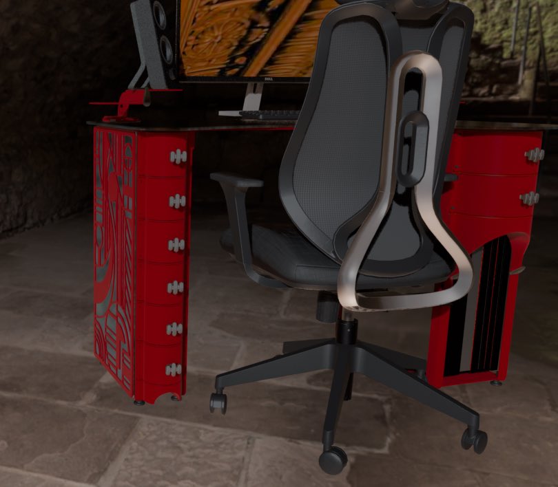 OATMTB's tweet photo. Desk design is finished, as always everything I make ends up being a weird vampiric art deco kinda bs love it https://t.co/9S4RNx7dGL