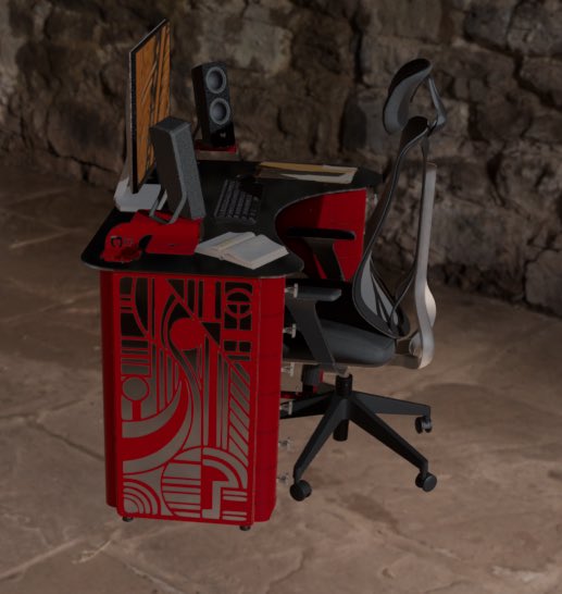OATMTB's tweet photo. Desk design is finished, as always everything I make ends up being a weird vampiric art deco kinda bs love it https://t.co/9S4RNx7dGL