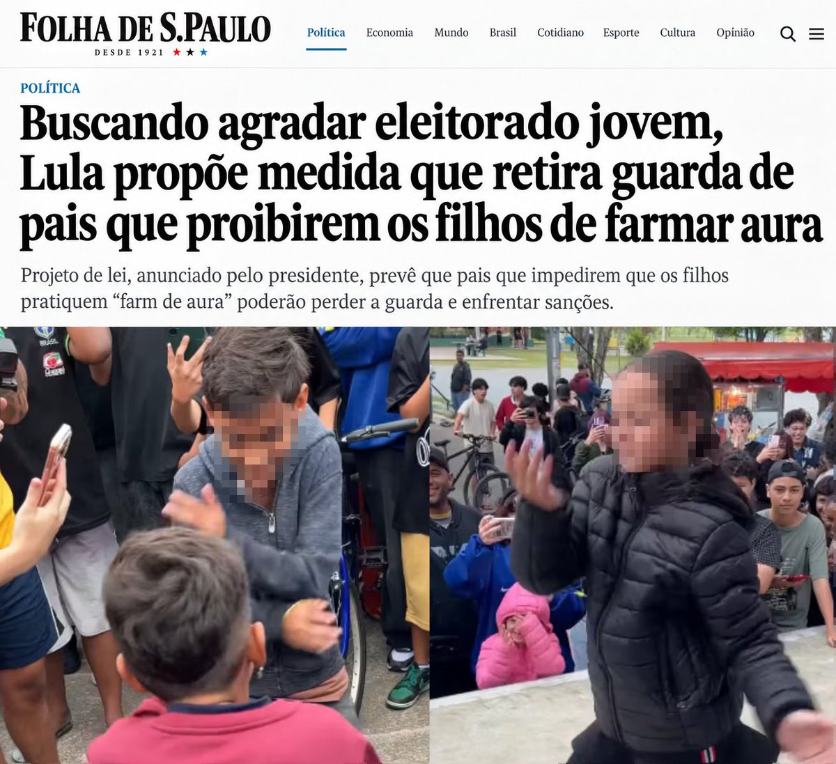 usejorge's tweet photo. 🚨ALERTA AOS PAIS🚨

Lula propõe medida que retira guarda de pais que impedirem os filhos de "farmar aura".

FONTE: Folha de S. Paulo https://t.co/UnJqVhB4qI