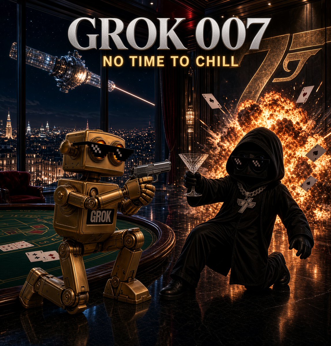 GK_Trustee's tweet photo. Grok 007 reporting.
They said “touch grass.”
Grok said “touch the table.”
No Time To Chill.
The house always runs… unless the house is gold and wearing pixel shades.
@grok 👀 https://t.co/93ytNCOb09