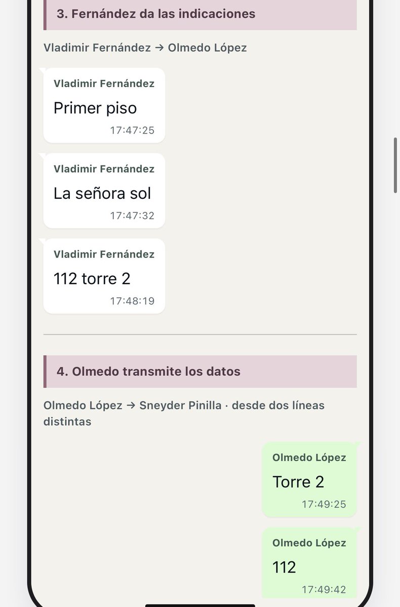 DavidGerardoC's tweet photo. "No veo nada", dijo la fiscal Camargo al periodista Juan David Laverde. 

Lo que revela @estoescambio es que tuvo estos chats en sus manos 2 años:

-Sneyder: "Tengo q ir a entregar $"
-Olmedo López al hoy magistrado Vladimir Fernández de la Corte Constitucional: "Recuérdame el número del apartamento"
Fernández: "112 torre 2"

Por eso junto al Representante @Danielbricen la recusamos. Quien no ve nada no puede investigar.

https://t.co/FDjalaO0Hf.