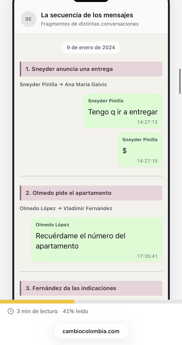 DavidGerardoC's tweet photo. "No veo nada", dijo la fiscal Camargo al periodista Juan David Laverde. 

Lo que revela @estoescambio es que tuvo estos chats en sus manos 2 años:

-Sneyder: "Tengo q ir a entregar $"
-Olmedo López al hoy magistrado Vladimir Fernández de la Corte Constitucional: "Recuérdame el número del apartamento"
Fernández: "112 torre 2"

Por eso junto al Representante @Danielbricen la recusamos. Quien no ve nada no puede investigar.

https://t.co/FDjalaO0Hf.