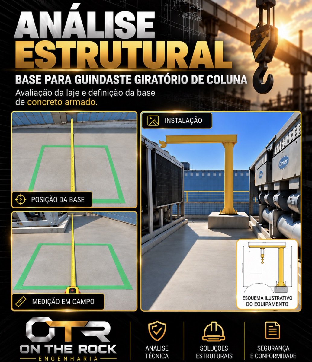 ONTHEROCKeg's tweet photo. ANÁLISE ESTRUTURAL 🏗️

Levantamento em campo, avaliação da laje e estudo da base de concreto armado para instalação de guindaste giratório de coluna.

Engenharia aplicada para transformar uma necessidade operacional em uma solução estrutural segura.

ON THE ROCK ENGENHARIA https://t.co/beBFfLmT9Z