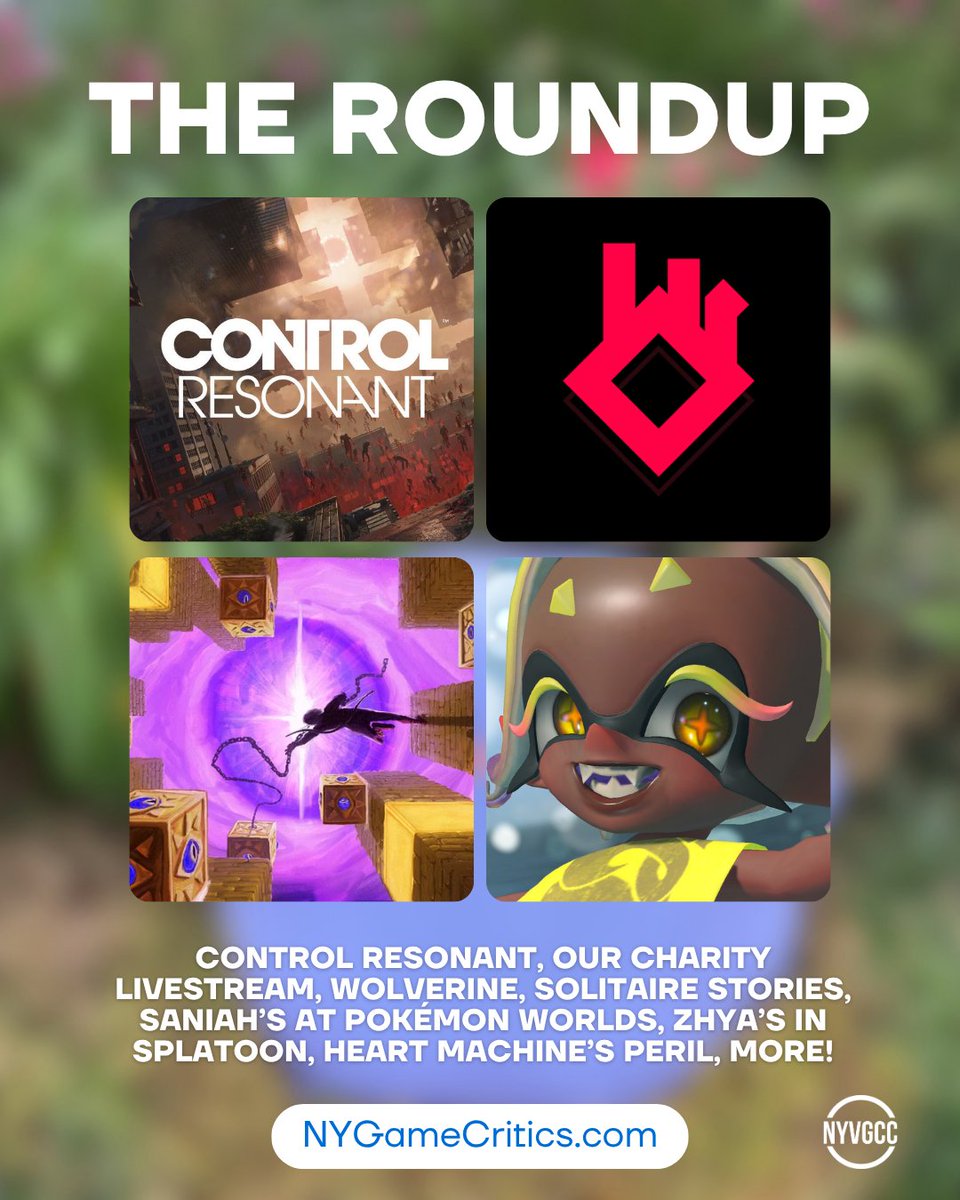 NYVGCC's tweet photo. Here's the latest Roundup! 

It features news on #ControlResonant, #HeartMachine, #Wolverine, #PokemonXP, #SplatoonRaiders, and so much more! https://t.co/XkGYwmoN1h