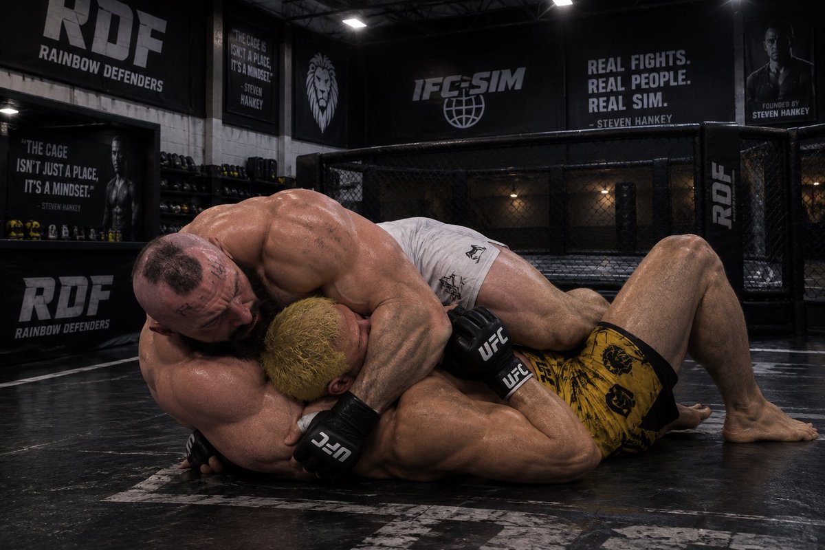 Hankeysimifc's tweet photo. I have been working on my elite bjj with bjj black belt Raphael Fernandez. In this elite grappling match he threw a flying knee, I caught it, took him down, went for an arm triangle, but sadly got reversed and knocked unconscious.

Be ready for #IFC37 🥶 🇧🇷 https://t.co/7vF6TqPF5x
