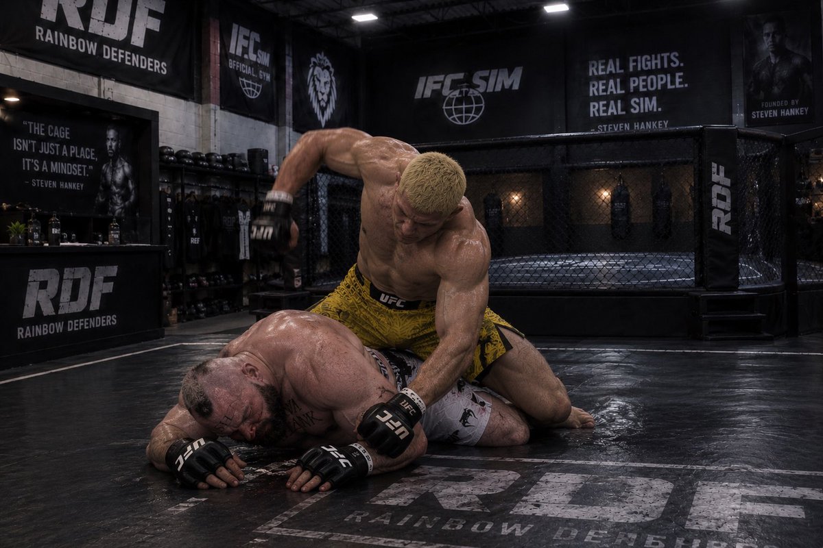Hankeysimifc's tweet photo. I have been working on my elite bjj with bjj black belt Raphael Fernandez. In this elite grappling match he threw a flying knee, I caught it, took him down, went for an arm triangle, but sadly got reversed and knocked unconscious.

Be ready for #IFC37 🥶 🇧🇷 https://t.co/7vF6TqPF5x