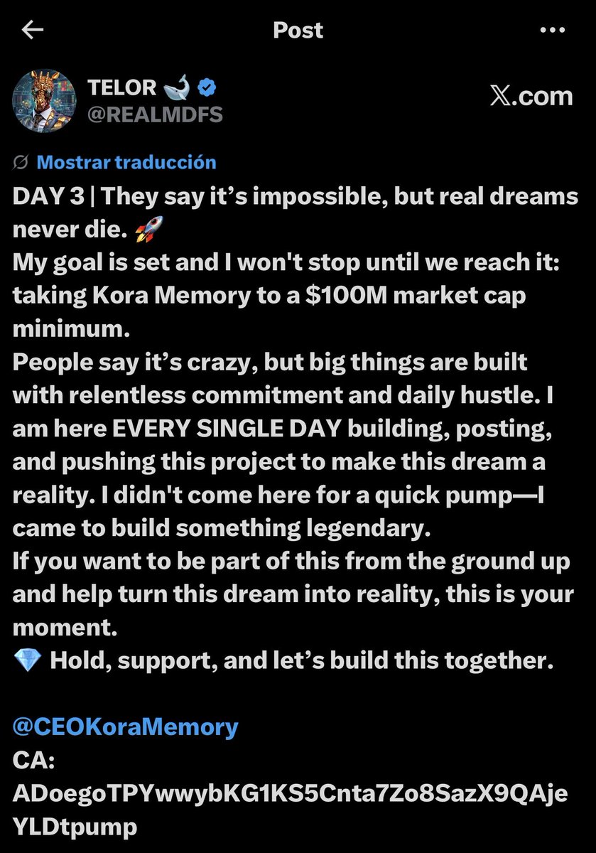 CEOKoraMemory's tweet photo. This dream will come true!! 

CA: ADoegoTPYwwybKG1KS5Cnta7Zo8SazX9QAjeYLDtpump https://t.co/epp6s1pxnY