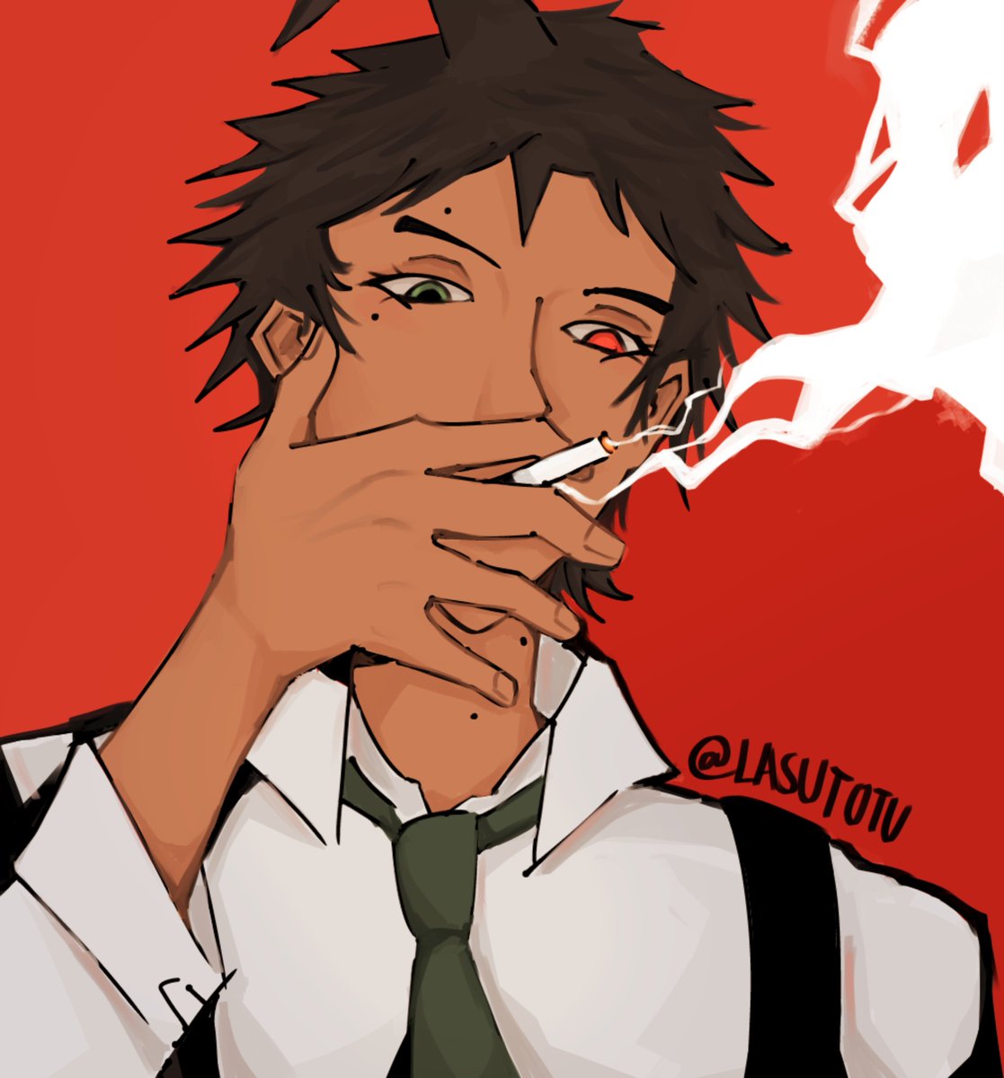 lasutotu's tweet photo. hits hajime with the smoker beam #hajimehinata #danganronpa https://t.co/ypKkk910oc