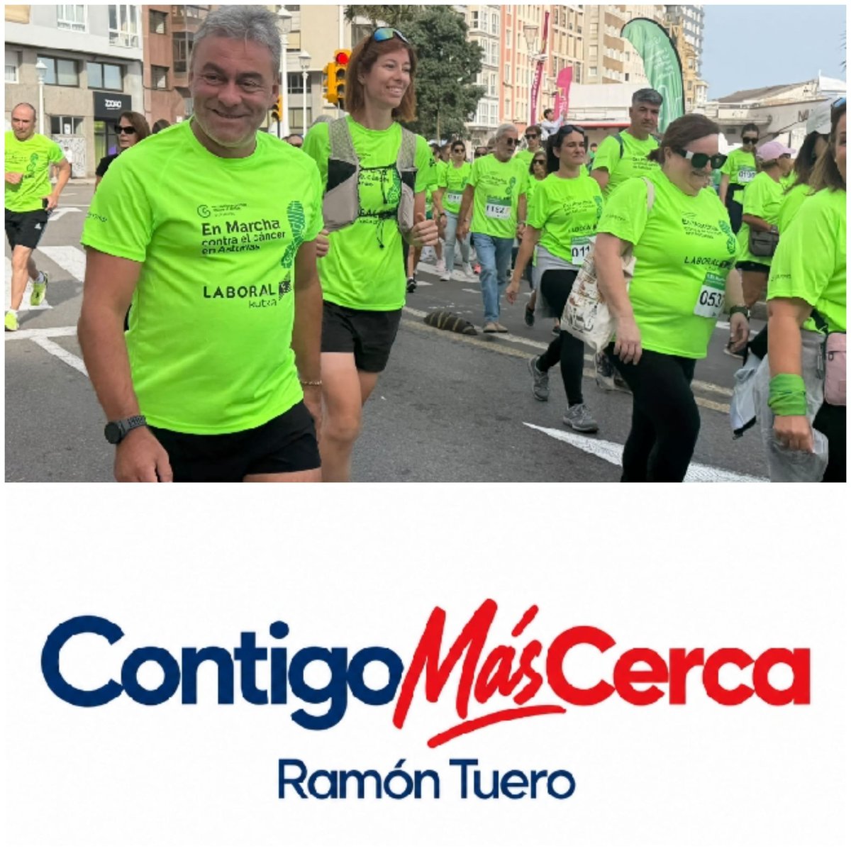 montuero's tweet photo. Gijón  en marcha contra el cáncer.  

Esta mañana he vuelto a participar una vez más en la carrera solidaria contra el cáncer.

Construir una sociedad mejor es cosa de todos y todas. Y estar cerca de los problemas y de quienes los padecen, una prioridad https://t.co/j28BSsIfqq