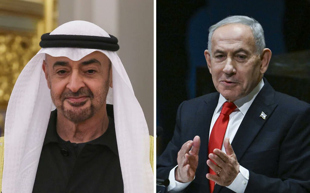 ashoswai's tweet photo. Netanyahu flew on private plane to the UAE today to meet with Emirati President Mohamed Bin Zayed and spent the day in Abu Dhabi. While the world is boycotting 'war criminal' Netanyahu for committing genocide in Gaza, it is a shame that an Arab country is hosting him. https://t.co/YR6huh1TSx