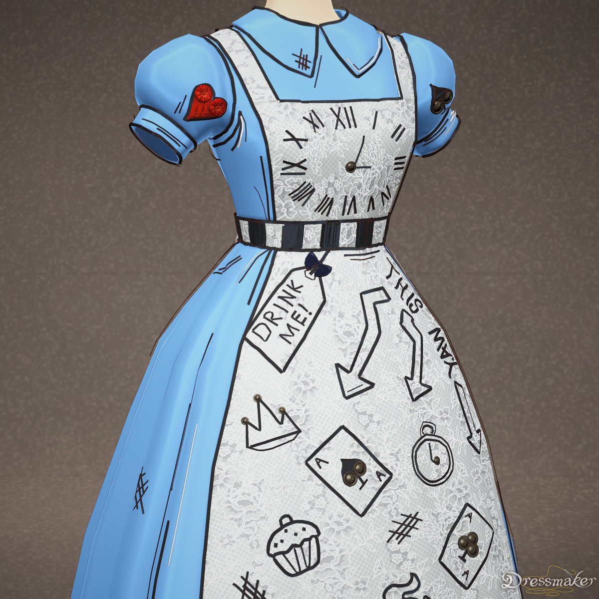 Celjii's tweet photo. Alice In Wonderland sketch dress!
#Dressmaker https://t.co/FSTa45WBew