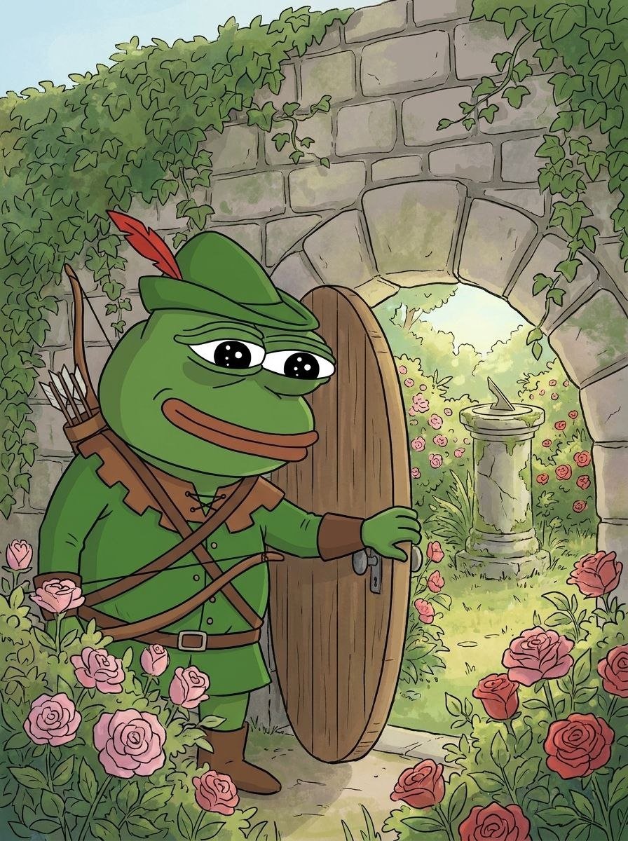 RobinPepeCoin's tweet photo. Roses on both sides of the wall, but only one side has a sundial https://t.co/EPUE900hB3