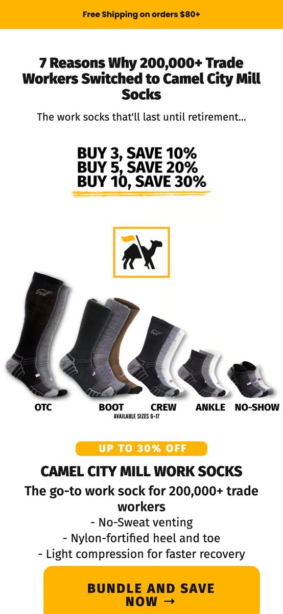 vilobatirkedis's tweet photo. Listicles are still printing

- Work socks https://t.co/HornefolIV
- Leakproof underwear https://t.co/H8Ms6hlgQC
- Sleep earplugs https://t.co/72IOEYz8pT
- Orthopedic shoes https://t.co/yZcx8LdqbT

Headlines call out the avatar

Then the reasons go after whatever that person uses today

- Socks you have to go fishing for inside your boots
- A foam plug lost in the sheets at 4am
- Pads that were really made for women

Write down what your buyer uses right now and where it lets him down, and make that reason 1